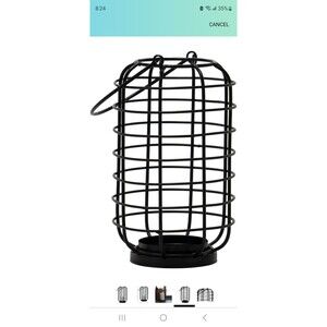 Foreside Home & Garden Black Round Metal Wire Pillar Candle Holder with Handle